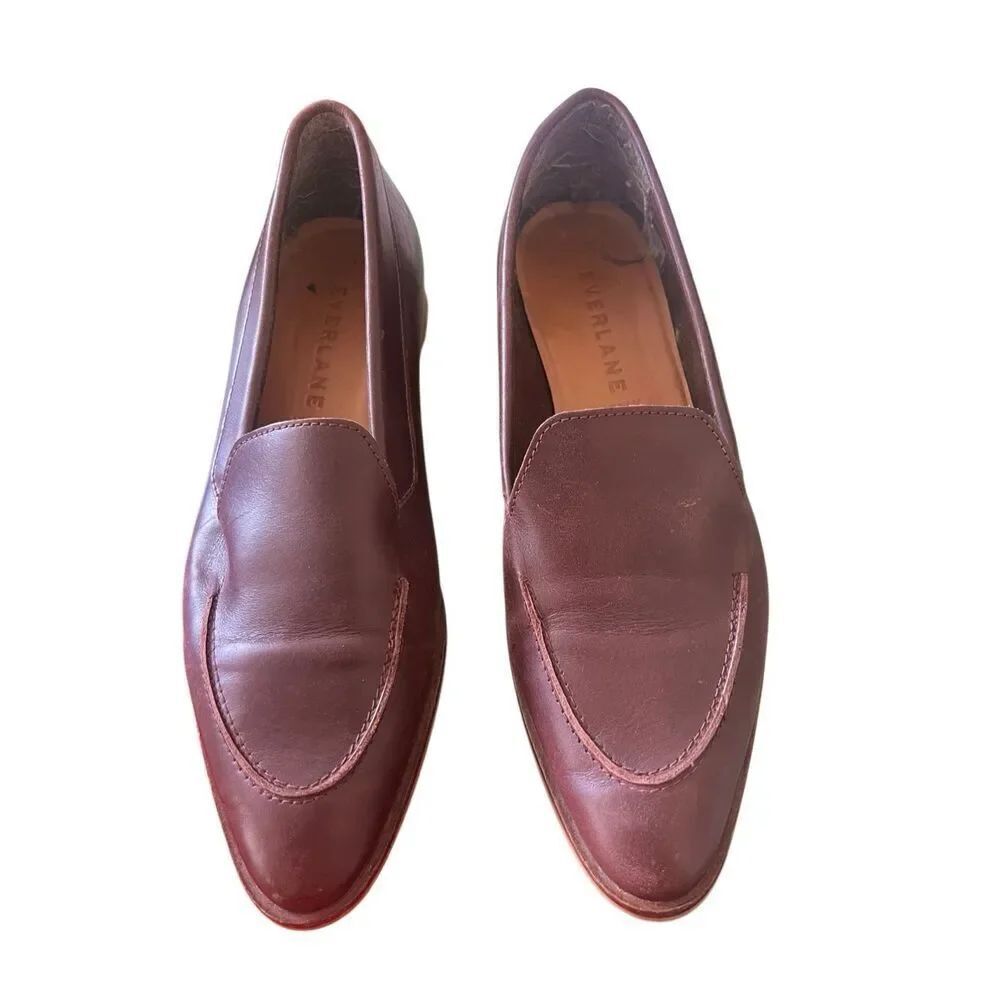 Everlane Women's The Modern Day Leather Pointed Toe Loafer Mule Burgundy Sz 9